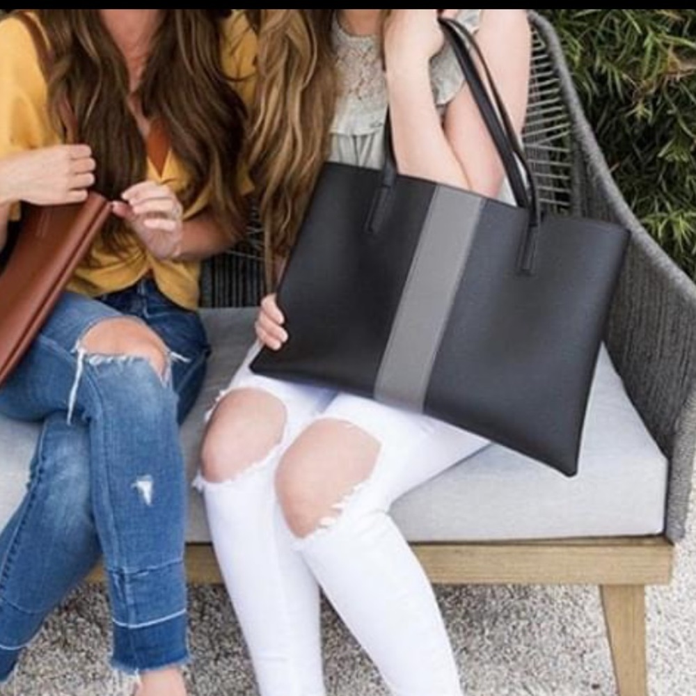 Vince Camuto Vegan Leather Tote - Black and Grey - Picture 12 of 13